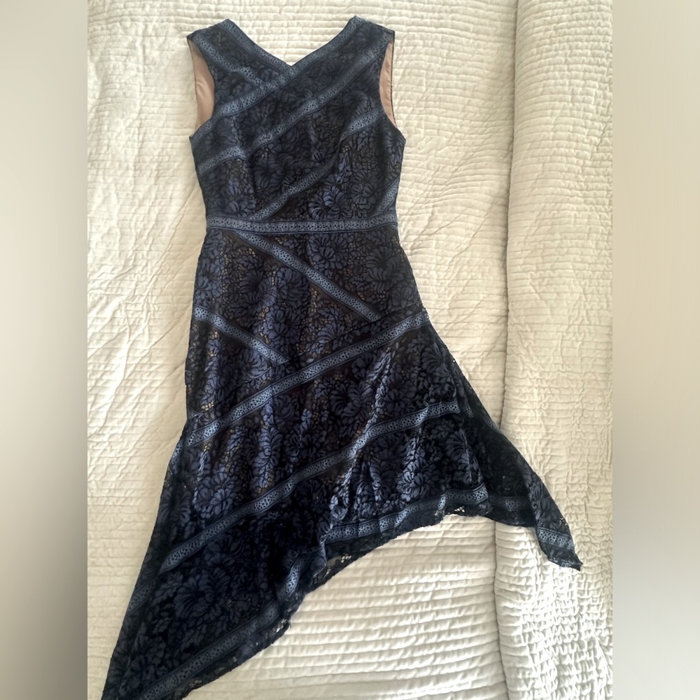 BCBG asymmetrical short sleeved dress